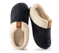 ULTRAIDEAS Ladies' Cozy Memory Foam Slippers Fuzzy Wool-Like Plush Fleece Lined House Shoes w/Indoor, Outdoor Anti-Skid Rubber Sole(Royal Blue, 5-6 UK)