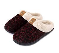 ULTRAIDEAS Ladies' Cozy Memory Foam Slippers Fuzzy Wool-Like Plush Fleece Lined House Shoes w/Indoor, Outdoor Anti-Skid Rubber Sole(Ruby Red, 3-4 UK)