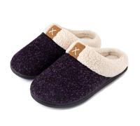 ULTRAIDEAS Ladies' Cozy Memory Foam Slippers Fuzzy Wool-Like Plush Fleece Lined House Shoes w/Indoor, Outdoor Anti-Skid Rubber Sole(Purple, 9-10 UK)
