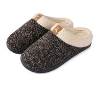 ULTRAIDEAS Men's Cozy Memory Foam Slippers with Fuzzy Plush Wool-Like Lining, Slip on Clog House Shoes with Indoor Outdoor Anti-Skid Rubber Sole(Limonite, UK Size 10-11)