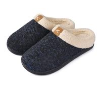 ULTRAIDEAS Men's Cozy Memory Foam Slippers with Fuzzy Plush Wool-Like Lining, Slip on Clog House Shoes with Indoor Outdoor Anti-Skid Rubber Sole(Royal Blue, UK Size 10-11)