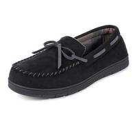 ULTRAIDEAS Men's Luke Microsuede Moccasin Slippers, Matt Black, UK 12
