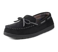 ULTRAIDEAS Men's Luke Microsuede Moccasin Slippers, Matt Black, UK 9