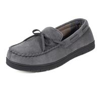 ULTRAIDEAS Men's Luke Microsuede Moccasin Slippers with Tie Indoor Outdoor Gift for Father,12 UK, Grey