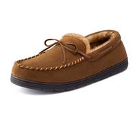 ULTRAIDEAS Men's Luke Microsuede Moccasin Slippers with Tie Indoor Outdoor (size 10, Tan)