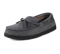 ULTRAIDEAS Men's Luke Microsuede Moccasin Slippers with Tie Indoor Outdoor (size 9, Grey)