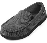 ULTRAIDEAS Men's Moc-Toe Slippers Loafer House Shoes Indoor Outdoor Memory Foam with Breathable&Warm Knit Upper, Charcoal Grey, 11.5