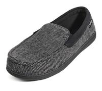 ULTRAIDEAS Men's Moc-Toe Slippers Loafer House Shoes Indoor Outdoor Memory Foam with Breathable&Warm Knit Upper, Twill Grey, 10