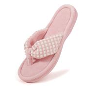 ULTRAIDEAS Women's Comfortable Memory Foam Flip Flops, Summer String Sandals for Women, Open-Toe Indoor Sandals, White Pink, 40/41.5 EU