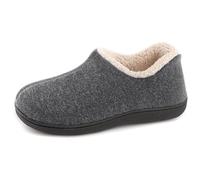 ULTRAIDEAS Women's Cozy Memory Foam Closed Back Slippers with Warm Fleece Lining, Wool-Like Blend Cotton House Shoes with Anti-Slip Indoor Outdoor Rubber Sole (Grey，Size 8)