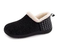 ULTRAIDEAS Women's Cozy Memory Foam Closed Back Slippers with Warm Fleece Lining, Wool-Like Blend Cotton House Shoes with Anti-Slip Indoor Outdoor Rubber Sole (Coral Black, Size 5)