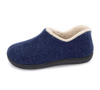 ULTRAIDEAS Women's Cozy Memory Foam Closed Back Slippers with Warm Fleece Lining, Wool-Like Blend Cotton House Shoes with Anti-Slip Indoor Outdoor Rubber Sole (Navy Blue，Size 4)