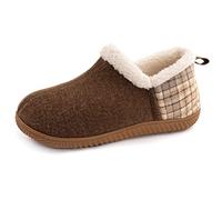 ULTRAIDEAS Women's Cozy Memory Foam Closed Back Slippers with Warm Fleece Lining, Wool-Like Blend Cotton House Shoes with Anti-Slip Indoor Outdoor Rubber Sole (Brown, Size7)