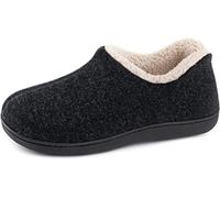 ULTRAIDEAS Women's Cozy Memory Foam Closed Back Slippers with Warm Fleece Lining, Wool-Like Blend Cotton House Shoes with Anti-Slip Indoor Outdoor Rubber Sole (Black，Size 4)