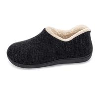 ULTRAIDEAS Women's Cozy Memory Foam Closed Back Slippers with Warm Fleece Lining, Wool-Like Blend Cotton House Shoes with Anti-Slip Indoor Outdoor Rubber Sole (Black，Size 5)
