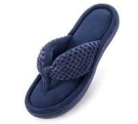ULTRAIDEAS Women's Cozy Memory Foam Flip Flop Slipper, Ladies' Summer Spa Thong, House Open Toe Slide Sandal for Indoor, Navy, 9-10 uk