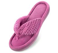 ULTRAIDEAS Women's Cozy Memory Foam Flip Flop Slipper, Ladies' Summer Spa Thong, House Open Toe Slide Sandal for Indoor, Purple, 5-6 uk