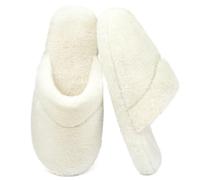 ULTRAIDEAS Womens Fluffy Scuff House Slippers Indoor Memory Foam (size 7-8, White)