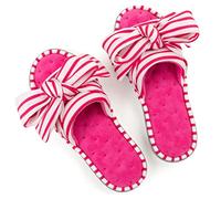 ULTRAIDEAS Women's Memory Foam Open Toe Slide Slippers with Cute Bowknot, Ladies' Slip on House Shoes Spa Slippers with Indoor Outdoor Anti-Skid Rubber Sole,Red,7-8 uk