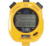 Ultrak 495-100 Dual Split Memory Stopwatch - Yellow, Large 3-Row Display, Recall Memory, Water-Resistant, 10-Hour Timing