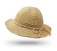 UltraKey Straw Hat, Handmade Beach Wide Brim Cap Foldable Outdoor Sun Hat Beach Headwear for Children Beige