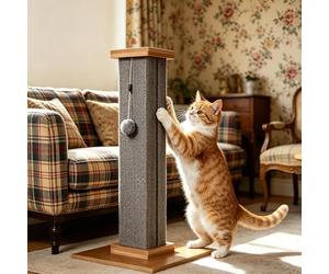 ULTRALAX Heavy Duty Cat Scratching Post, Large Vertical Roman Column with Durable, Cat Scratching Post, Wear-Resistant gisal for Endless Scratching Enioyment (Grey, Square Column)