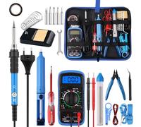 Ultralent Soldering Iron Set 24 in 1, 60 W Adjustable Temperature 200-450 °C, Electric Soldering Set with 5 Soldering Tips, Digital Multimeter, Soldering Iron Stand, Desoldering Pump, Portable Tool