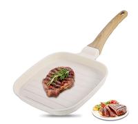 Ultralight 484g Nonstick Square Griddle Pan, 18x18cm White Single Frying Pan for Induction & Gas, Healthy Low-Oil Low-Smoke Cooking