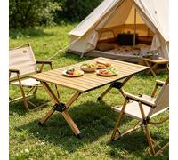 Ultralight Camping Table Portable Carbon Steel Low Picnic Table Foldable Roll Up Table for Outdoor Cooking Car RV Trip Beach Party Compact Storage