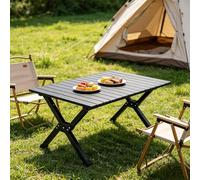 Ultralight Camping Table Portable Carbon Steel Low Picnic Table Foldable Roll Up Table for Outdoor Cooking Car RV Trip Beach Party Compact Storage