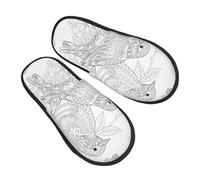 Ultralight Closed Toe House Shoes Sparrows Sitting Tree Branch Lined House Shoes Soft Bedroom Socks Shoe For Travel, Hotel, Spa L
