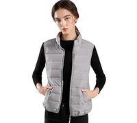 Ultralight Down Gilet Ladies Puffer Gilet Women Ladies Quilted Gilet Waistcoats Sleeveless Jacket Body Warmer Down Vest for Women Plus Size Womens Down Bubble Feather Puffa Gilet Bodywarmer Grey XXL