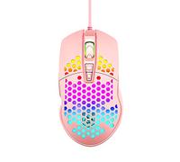 Ultralight Gaming Mouse,RGB Backlit Mice with 7 Buttons Programmable Driver,PAW3325 6400DPI Mice,Lightweight Honeycomb Shell Mouse for PC Gamers and Xbox and PS4 Users(Pink)