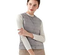 Ultralight Packable Down Gilet Ladies Lightweight Button Down Vest for Women Sleeveless Padded Quilted Puffer Jackets Women Sleeveless Coat Puffa Gilet Sleeveless Bubble Waistcoat Plus Size Grey XL