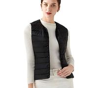 Ultralight Packable Down Gilet Ladies Lightweight Button Down Vest for Women Sleeveless Padded Quilted Puffer Jackets Women Sleeveless Coat Puffa Gilet Sleeveless Bubble Waistcoat Plus Size Black M