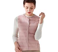 Ultralight Packable Down Gilet Ladies Lightweight Button Down Vest for Women Sleeveless Padded Quilted Puffer Jackets Women Sleeveless Coat Puffa Gilet Sleeveless Bubble Waistcoat Plus Size Pink L