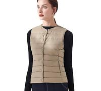 Ultralight Packable Down Gilet Ladies Lightweight Button Down Vest for Women Sleeveless Padded Quilted Puffer Jackets Women Sleeveless Coat Puffa Gilet Sleeveless Bubble Waistcoat Plus Size Khaki XL