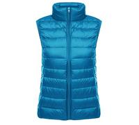 Ultralight Packable Down Gilet Ladies Lightweight Down Vest for Women Sleeveless Padded Quilted Puffer Jackets Women Sleeveless Coat Puffa Gilet Womens Sleeveless Bubble Waistcoat Plus Size Blue 2XL