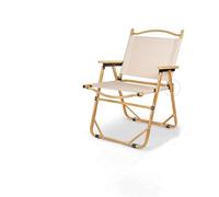 Ultralight Portable Folding Camping Chair with Wooden Armrests - Comfortable Khaki Beach, Fishing & Picnic Chair - Widened Aluminum Frame for Enhanced Support & Stability