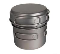 Ultralight Titanium Camping Cookware Set with Pot, Frying Pan and Cup, Compact Outdoor Kitchen Gear for Backpacking, Hiking, Picnic and Beach, Campfire Safe