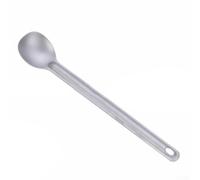 Ultralight Titanium Long Handle Spoon for Camping Hiking Backpacking, Ti Tableware with Sandblasted Non-Slip Finish for Deep Freeze-Dried Food Bags and Tall Pots, Grey
