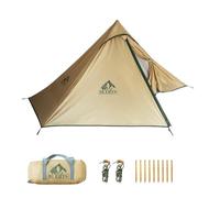 Ultralight Trekking Pole Tent,4-Season Waterproof Backpacking Tent for Scouts&Trekker,Easy Setup Shelter for Outdoor Hiking,Climbing and Camping(No Trekking Poles) (Khaki 1 person)