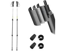 Ultralight Trekking Poles 2 Pack, Stretch Carbon Fiber Hiking Walking Sticks with Quick Lock, Grip, Tungsten Tips for Hiking, Camping, Backpacking, Trekking(Green)