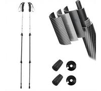 Ultralight Trekking Poles 2 Pack, Stretch Carbon Fiber Hiking Walking Sticks with Quick Lock, Grip, Tungsten Tips for Hiking, Camping, Backpacking, Trekking(White)