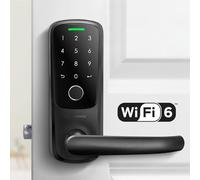 ULTRALOQ Latch 5, World's First Integrated WiFi Smart Lock (Black) with Fingerprint ID, 5-in-1 Electronic Keyless Entry Handle with Bluetooth, Biometric Fingerprint and Touch Digital Keyboard