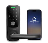 ULTRALOQ Latch 5, World's First Integrated WiFi Smart Lock (Black) with Fingerprint ID, 5-in-1 Electronic Keyless Entry Handle with Bluetooth, Biometric Fingerprint and Touch Digital Keyboard