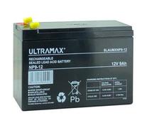 Ultramax 12V 9Ah 20Hr Sealed Battery With 4.8mm / 0.187" Wide Male Spade Connections