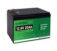 ULTRAMAX Neo 12.8V 20Ah LiFePO4 Lithium Battery | 10000+ Cycles | Lightweight Deep Cycle Rechargeable Battery with Smart BMS | UPS, Alarm, Marine, LED & Ride-On Applications | F2/T2 Terminals
