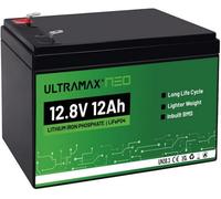 Ultramax Neo 12V 12Ah Lifepo4 Lithium Battery 10,000+ Cycles Trolling Motors, Ride-On Toys, Solar & Rv
