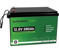 ULTRAMAX NEO 12V & 24V LiFePO4 Lithium Battery (50Ah-280Ah),15,000+ Deep Cycles, Bluetooth Option, Trolling Motor, Solar, RV, Marine, Golf Cart, Camper, Off-Grid (12.8V 280Ah Bluetooth)